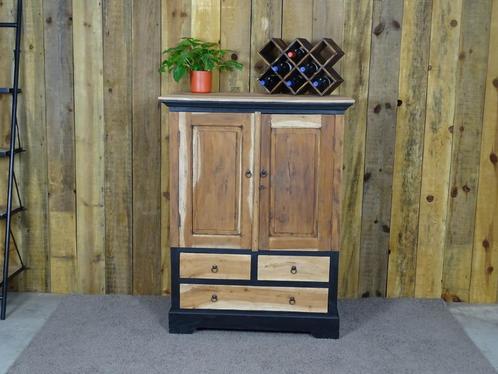 Massieve teak barkast met lades & flessenindeling, Huis en Inrichting, Kasten | Buffetkasten, Nieuw, 100 tot 150 cm, 50 tot 100 cm