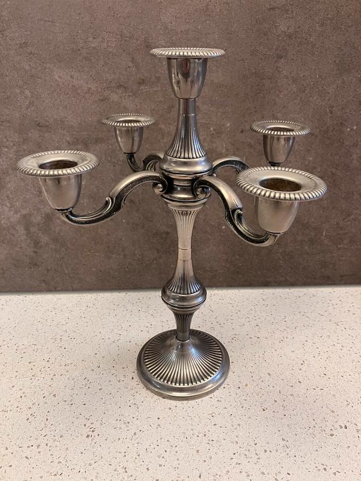 Vintage verzilverde kandelaar - Lanthe England, Antiek en Kunst, Antiek | Kandelaars, Overige materialen, Ophalen of Verzenden