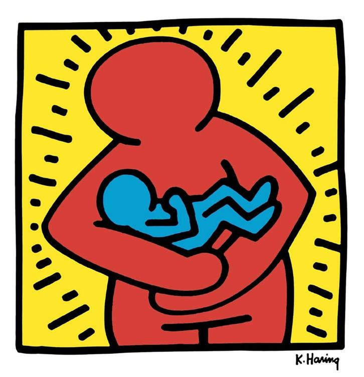 Keith Haring - Mother and Baby - Fine Art Drukgesign., Antiek en Kunst, Kunst | Litho's en Zeefdrukken, Ophalen of Verzenden