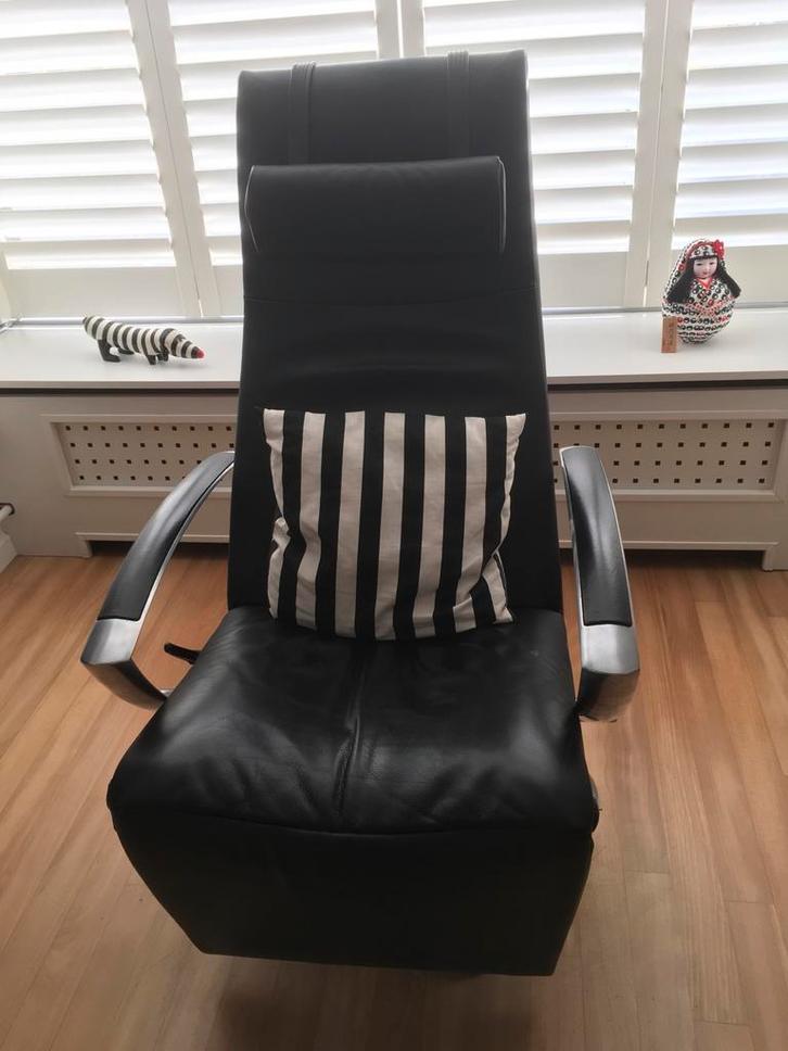 Jori Relaxfauteuil 7760 - Lipano Zwart Leer, Huis en Inrichting, Fauteuils, Gebruikt, Leer, 75 tot 100 cm, Ophalen