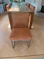 8 Cognac Eetkamerstoelen - €50 p.s., Huis en Inrichting, Ophalen, Gebruikt, Bruin, Vijf, Zes of meer stoelen