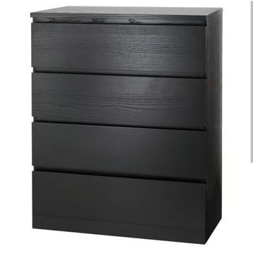 Zwarte Malm 4 ladekast van Ikea beschikbaar voor biedingen