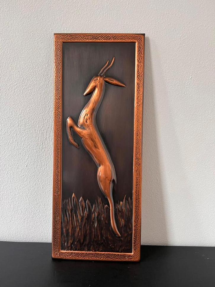 Vintage bronskleurige wanddecoratie, Huis en Inrichting, Woonaccessoires | Wanddecoraties, Gebruikt, Ophalen of Verzenden