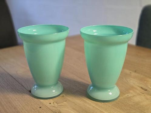 Set van 2 mooie glazen vazen – mintgroen & helemaal gaaf, Huis en Inrichting, Woonaccessoires | Vazen, Zo goed als nieuw, Groen
