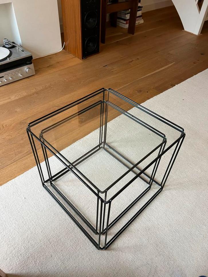 Max Sauze Kubus Bijzettafels Jaren 70, Huis en Inrichting, Tafels | Salontafels, Gebruikt, Minder dan 50 cm, 50 tot 100 cm, Vierkant