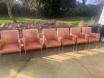 6 leren eetkamer stoelen, cognac, Ophalen, Gebruikt, Bruin, Design