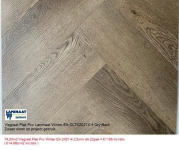 79,20m2 Visgraat Plak Pvc Winter Eik 2,5mm dik 20pak = €1195 beschikbaar voor biedingen
