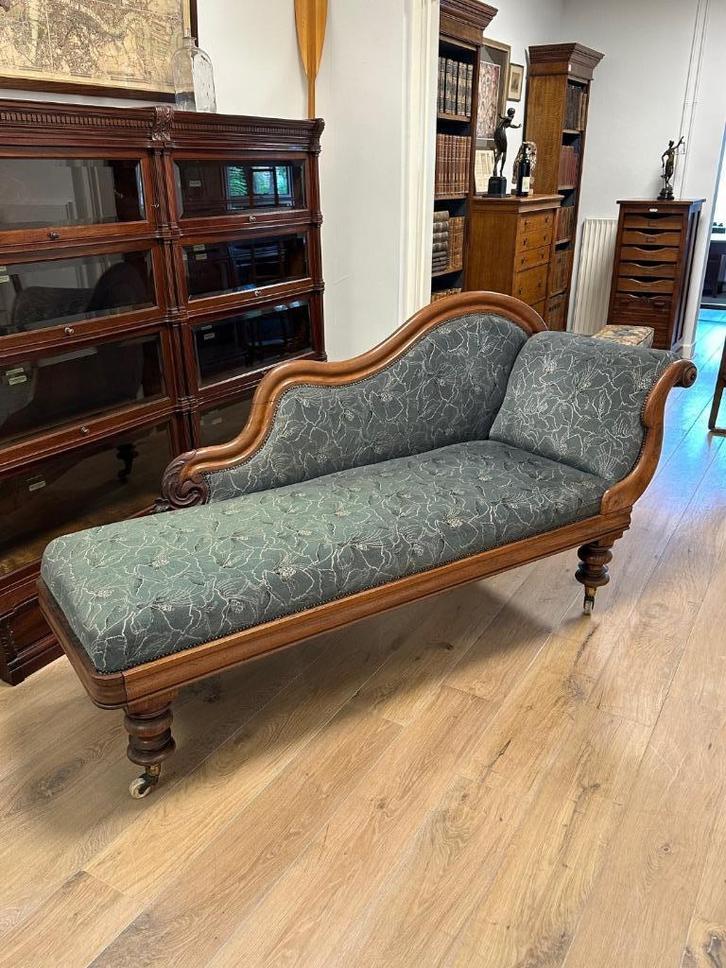 Antieke mahoniehouten chaise lounge, Antiek en Kunst, Antiek | Meubels | Stoelen en Banken, Ophalen of Verzenden