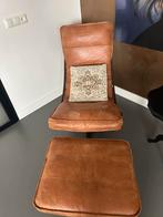 Fauteuil met voetenbank - Nette set!, Huis en Inrichting, Fauteuils, Ophalen of Verzenden, Gebruikt, Leer, 75 tot 100 cm
