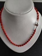 bloedkoraal kettting,antiek,52 cm,zilveren slot, Verzenden, Zilver, Ketting