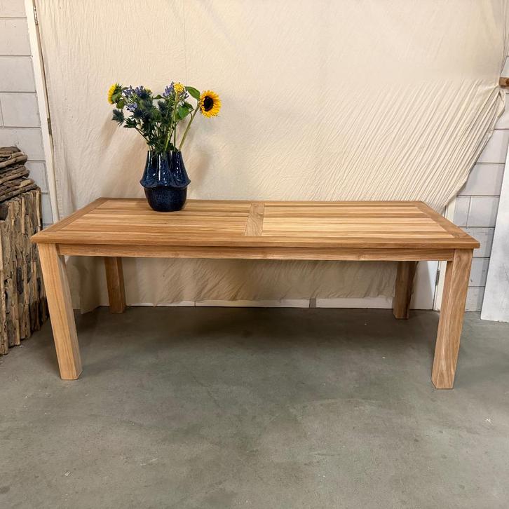 Tuintafel - 200 x 90 cm - massief teakhout - Bij TTM Wonen -, Tuin en Terras, Tuintafels, Nieuw, Rechthoekig, Teakhout, Ophalen of Verzenden