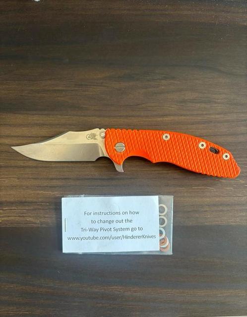 Hinderer 3.5 XM-18 Bowie Tri-Way Stonewash CPM 20CV, Caravans en Kamperen, Kampeergereedschap, Zo goed als nieuw, Ophalen of Verzenden