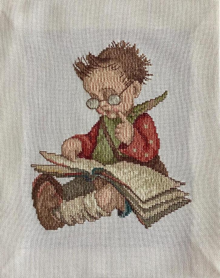 Borduurwerk, zijde, Hummel, lezen, vintage, Hobby en Vrije tijd, Borduren en Borduurmachines, Gebruikt, Patroon, Handborduren