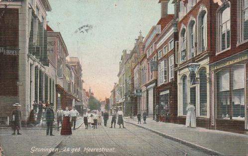 STAD GRONINGEN 2e Ged. Heerestraat 1907 kl.f., Verzamelen, Ansichtkaarten | Nederland, Gelopen, Groningen, Voor 1920, Verzenden