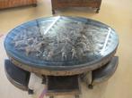 Oer 11513 vintage ovale Chinese salontafel met snijwerk, Antiek en Kunst, Ophalen