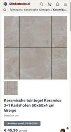Nieuwe greige Keramische terrastegels 60x60x4 tuintegels, Tuin en Terras, Tegels en Klinkers, Ophalen, Keramiek, Nieuw, 5 tot 10 m²