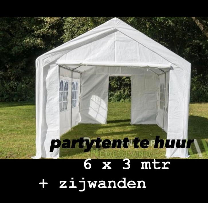 Partytent met zijwanden TE HUUR 6 x 3 mtr, Tuin en Terras, Partytenten, Gebruikt, 2 meter of meer, 5 tot 8 meter, Minder dan 4 meter