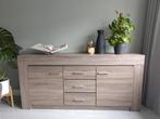 Modern dressoir / kast eiken-look 180 cm, planken en lades, Huis en Inrichting, Kasten | Dressoirs, Ophalen, 150 tot 200 cm, Zo goed als nieuw