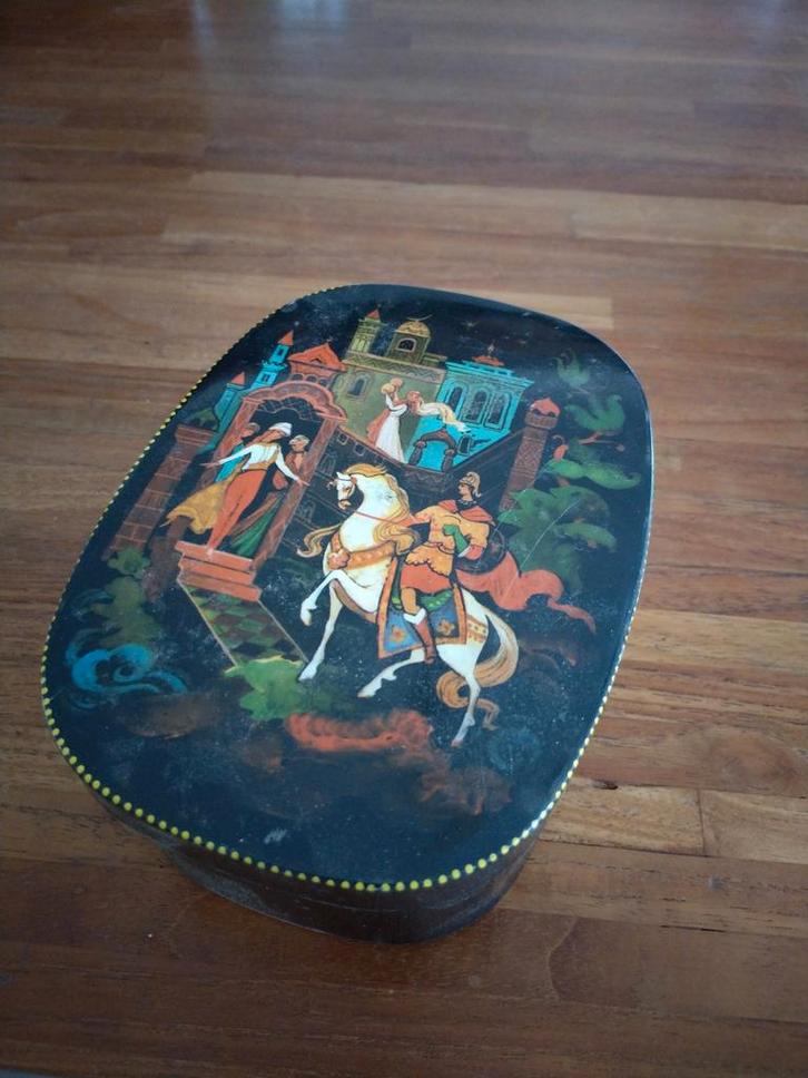 €7,50 Vintage Fricke & Nacke Blikken Doos - Oosters Sprookje, Antiek en Kunst, Antiek | Emaille, Ophalen of Verzenden