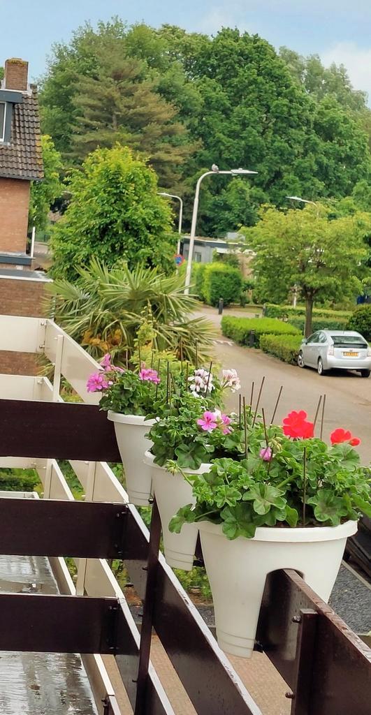 Set van 3 witte bloembakken | merk Elho | 30 cm | balkon, Tuin en Terras, Bloempotten, Gebruikt, Kunststof, Balkon, Minder dan 40 cm