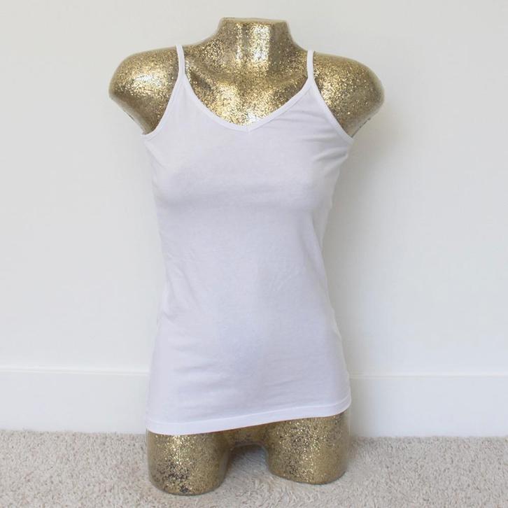 Wit Basic Equipment Topje (S) - 581 € 10,-, Kleding | Dames, Tops, Zo goed als nieuw, Maat 36 (S), Wit, Zonder mouw, Ophalen of Verzenden