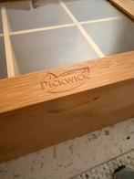 Theedoos pickwick 6-vaks bamboe hout glas zesvaks, Ophalen, Zo goed als nieuw