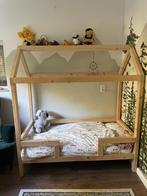 Houten Kinderbedje, Peuterbed, Bedhuisje (incl. lattenbodem), Ophalen, Eenpersoons, Beige, Zo goed als nieuw