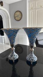 Twee vazen glas en metaal, Ophalen of Verzenden