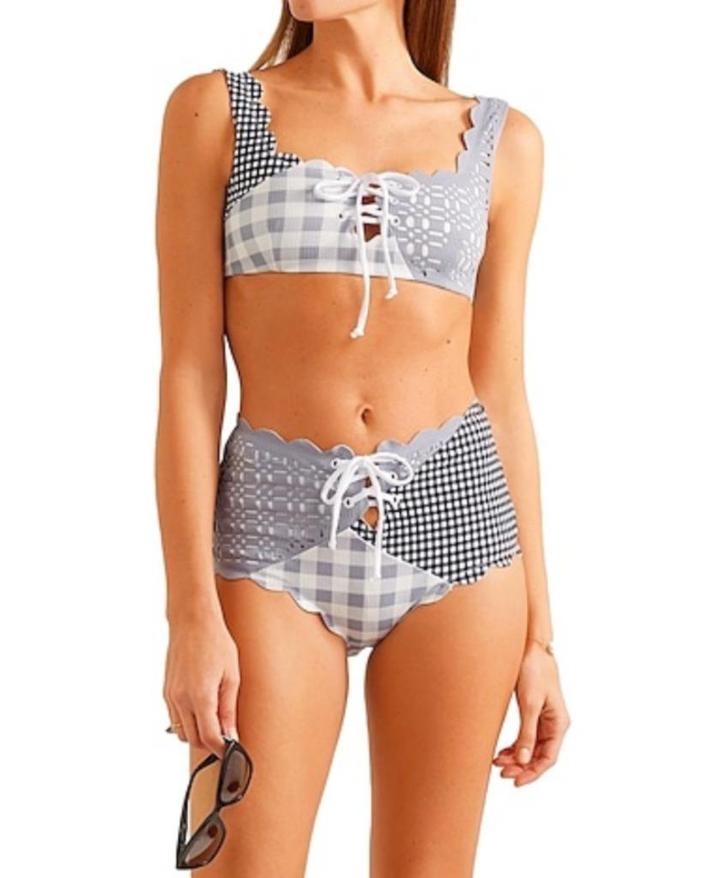 marysia scalloped bikini top + slip set | L, Kleding | Dames, Badmode en Zwemkleding, Nieuw, Bikini, Grijs, Verzenden