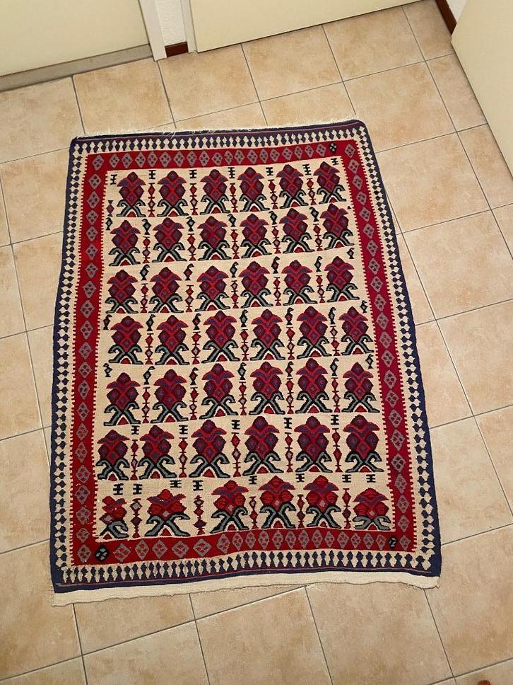 Antieke Zeldzaam Kleurrijke Kelim met Garantie Certifikaat, Antiek en Kunst, Antiek | Kleden en Textiel, Ophalen of Verzenden