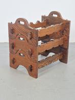 Vintage brutalist eiken hout wijnrek japandi 1960 modulair, Ophalen of Verzenden, N, Minder dan 50 cm, Hout