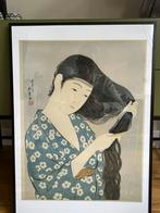 Zeefdruk Japanse vrouw in zwarte lijst 50x70 cm, Ophalen