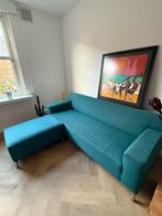 Blauwe Bank met Hocker - Comfortabel en Stijlvol!, Huis en Inrichting, Banken | Bankstellen, Gebruikt, Hoekbank, Driepersoons