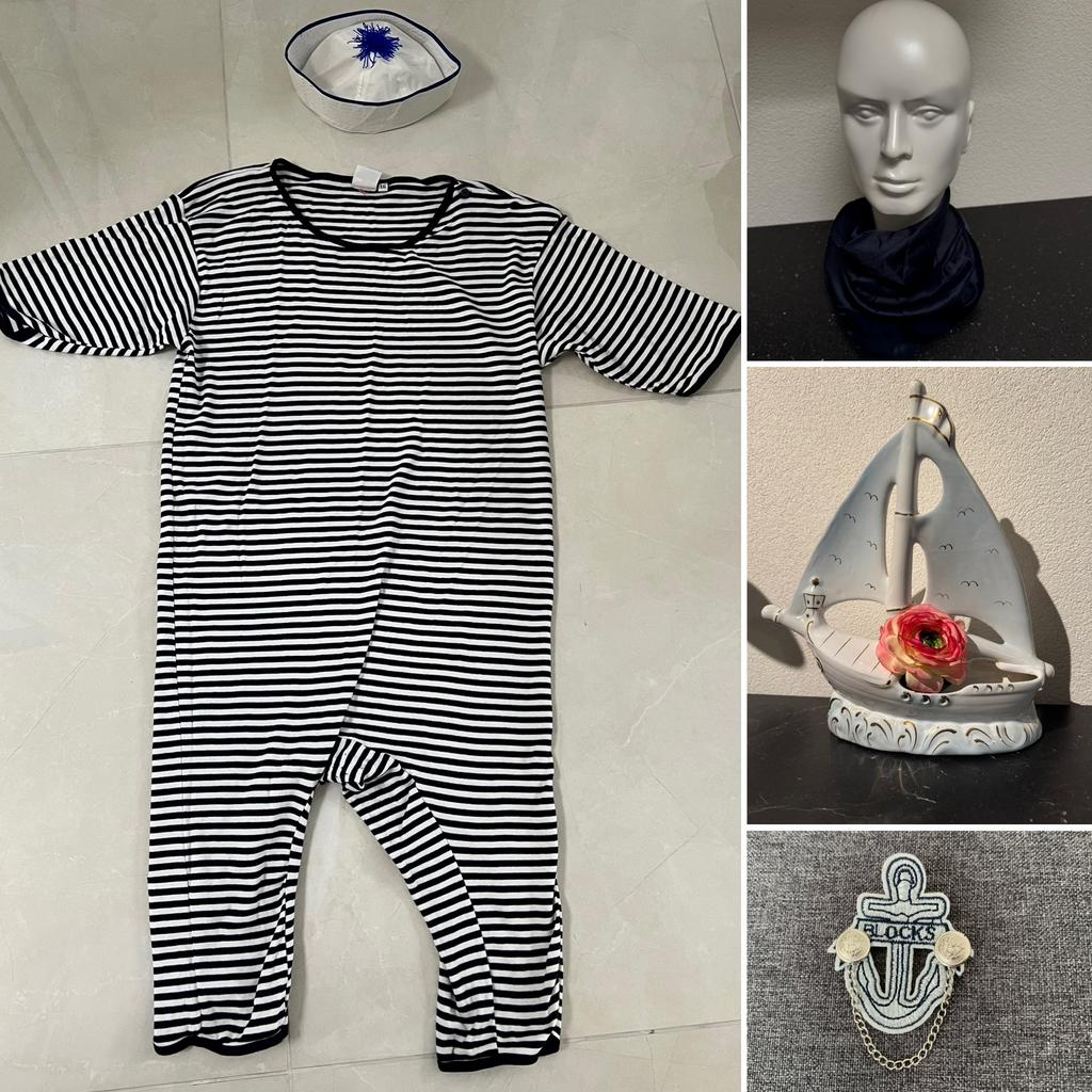 Compleet carnaval outfit heren matroos boot schip marine, Carnaval, Overige maten, Ophalen of Verzenden, Zo goed als nieuw