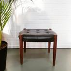 Vintage Deens design Kruk Footstool Voetenbank leer teak, Minder dan 50 cm, Ophalen of Verzenden, Zo goed als nieuw, X