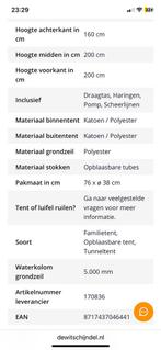Bardani tent 220  compleet met ansems aanhanger en dakkoffer, Ophalen, Tot en met 2
