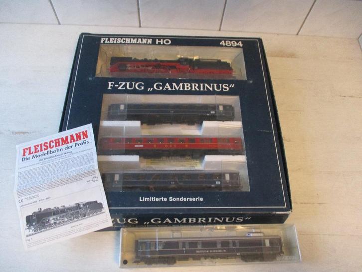 Fleischmann Set F-zug "Gambrinus" met uitbreiding DB 4894 K, Hobby en Vrije tijd, Modeltreinen | H0, Zo goed als nieuw, Treinset