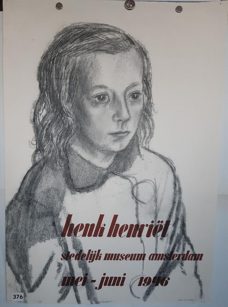 Originele Poster Henk Henriët Stedelijk Museum Amsterdam, Rechthoekig Staand, Verzenden, Zo goed als nieuw, A1 t/m A3