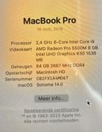 Macbook Pro 16'' 2019 i9 + 64GB, Computers en Software, Apple Desktops, Ophalen of Verzenden, Zo goed als nieuw