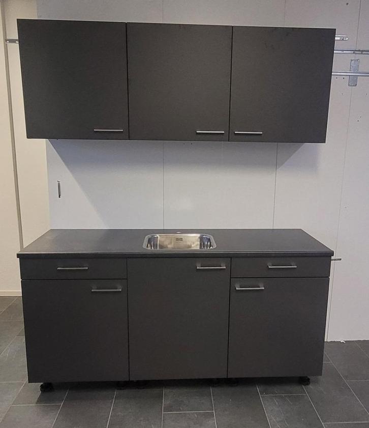 KELLER ELBA Keuken 180 cm "GRAFIET Decor" NIEUW, Huis en Inrichting, Keuken | Complete keukens, Nieuw, Enkelwandige keuken, Grijs