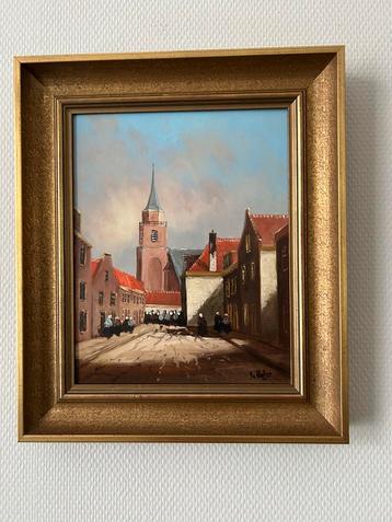 MOOI SCHILDERIJ OUD SCHEVENINGEN / OUDE KERK beschikbaar voor biedingen