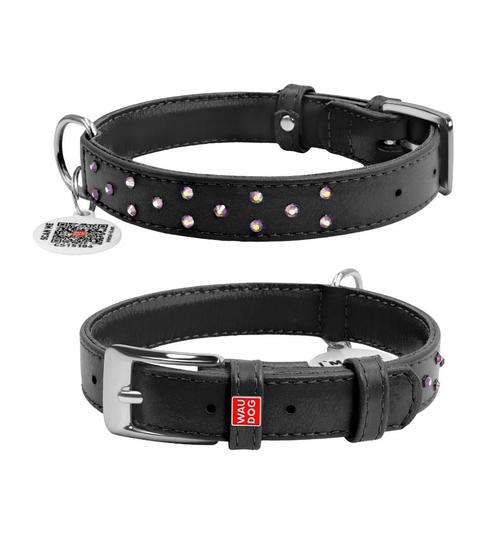 WAUDOG Glamour Halsband Leder Zwart M Nek 30-39 cm OP=OP!!!, Dieren en Toebehoren, Hondenhalsbanden en Penningen, Nieuw, Handgemaakt