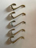 Vintage Messing Wandhaken Set van 5, Huis en Inrichting, Woonaccessoires | Kapstokken, Gebruikt, Wandhaken, Ophalen of Verzenden