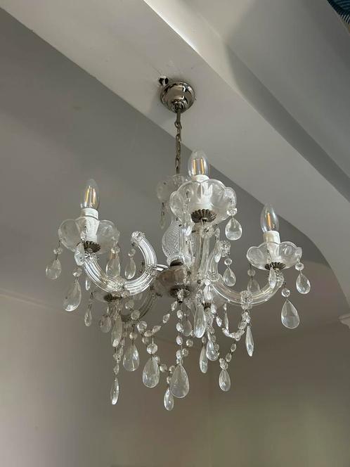 Kroonluchter glaslook, Huis en Inrichting, Lampen | Kroonluchters, Gebruikt, Kunststof, Ophalen
