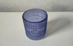 Waxinelichthouder van blauw glas met bobbeltjes, Overige materialen, Blauw, Ophalen of Verzenden, Zo goed als nieuw