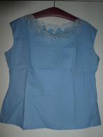blauw getailleerd damestopje met broderiekant , maat 40/42, Blauw, Maat 42/44 (L), Ophalen of Verzenden, Zo goed als nieuw