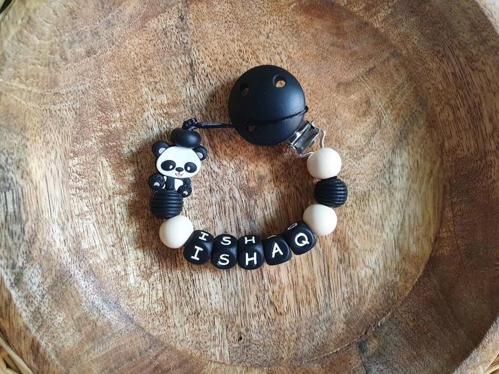 speenkoord panda met of zonder naam €10,95, Kinderen en Baby's, Kraamcadeaus en Geboorteborden, Nieuw, Kraamcadeau, Ophalen of Verzenden