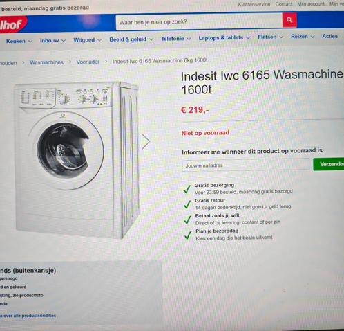 Indesit IWC 6165 Welhof Wasmachine 6kg zgan buitenkansje!, Witgoed en Apparatuur, Wasmachines, Zo goed als nieuw, 6 tot 8 kg, 85 tot 90 cm