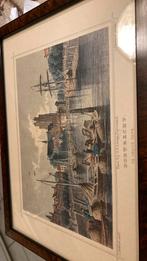 Gravure ( ingekleurd ) van  de haven van Dordrecht, Antiek en Kunst, Kunst | Tekeningen en Foto's, Ophalen of Verzenden