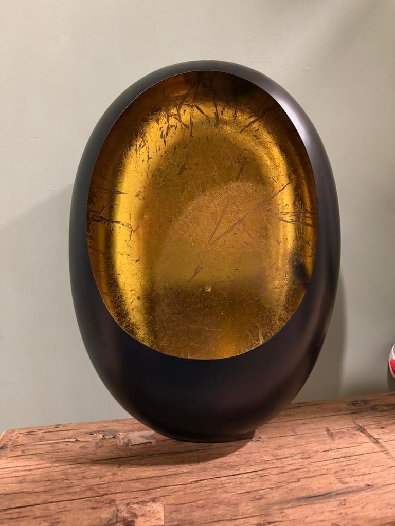 Egg candle XL zwart / goud, Ophalen of Verzenden, Zo goed als nieuw, Overige materialen, Minder dan 25 cm